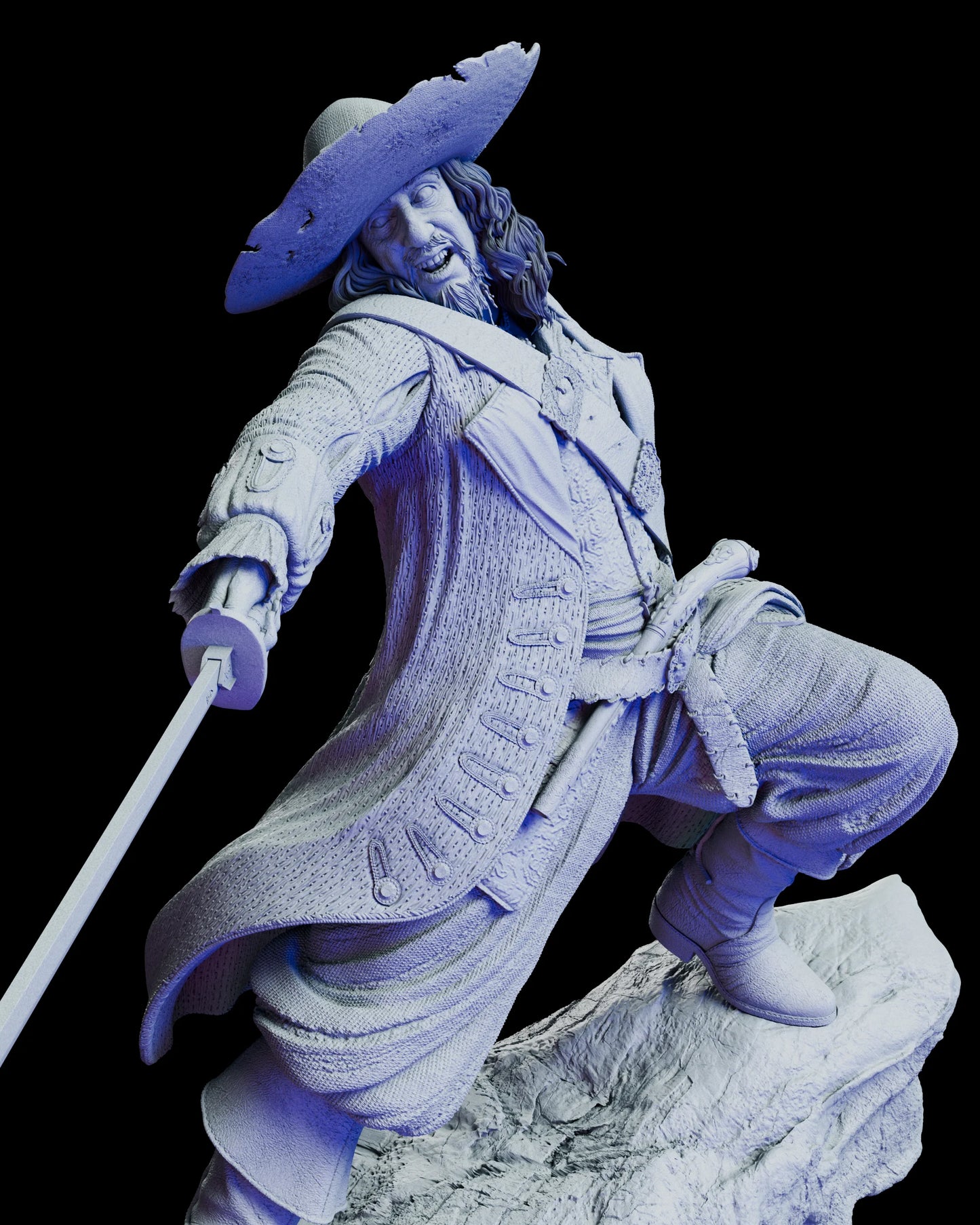 Alternate portrait head for Captain Barbosa showing variant facial expression and sculpted hat detail