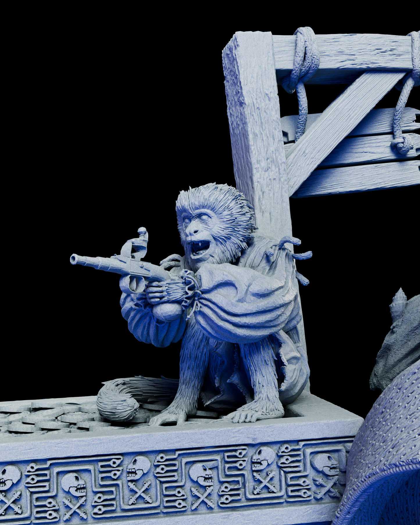 Close-up of Little Jack perched with pistol in hand, captured in expressive detail on the Pirates of the Caribbean diorama