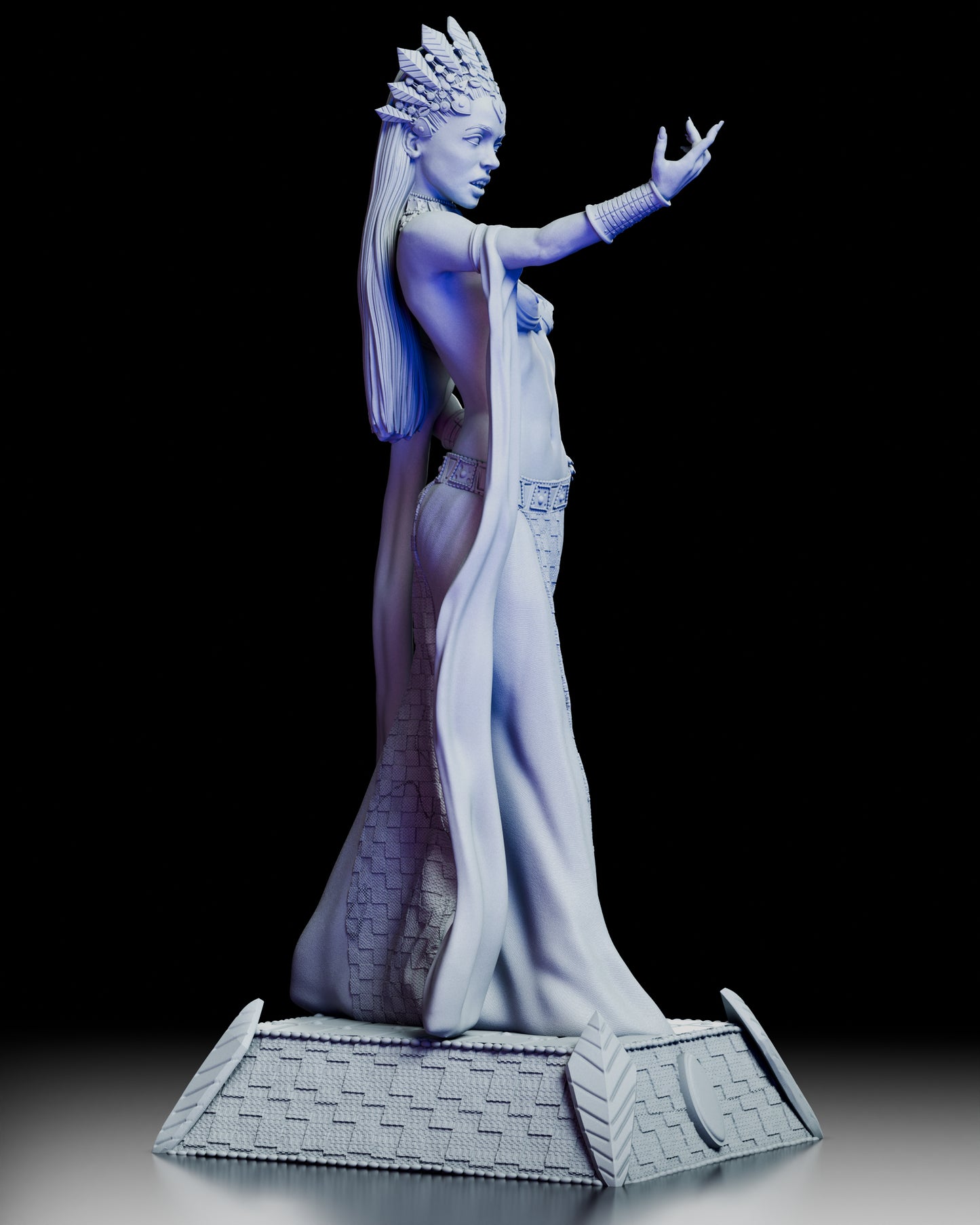 Right side view of Akasha, Queen of the Damned figure kit displaying elegant drapery and arm jewelry