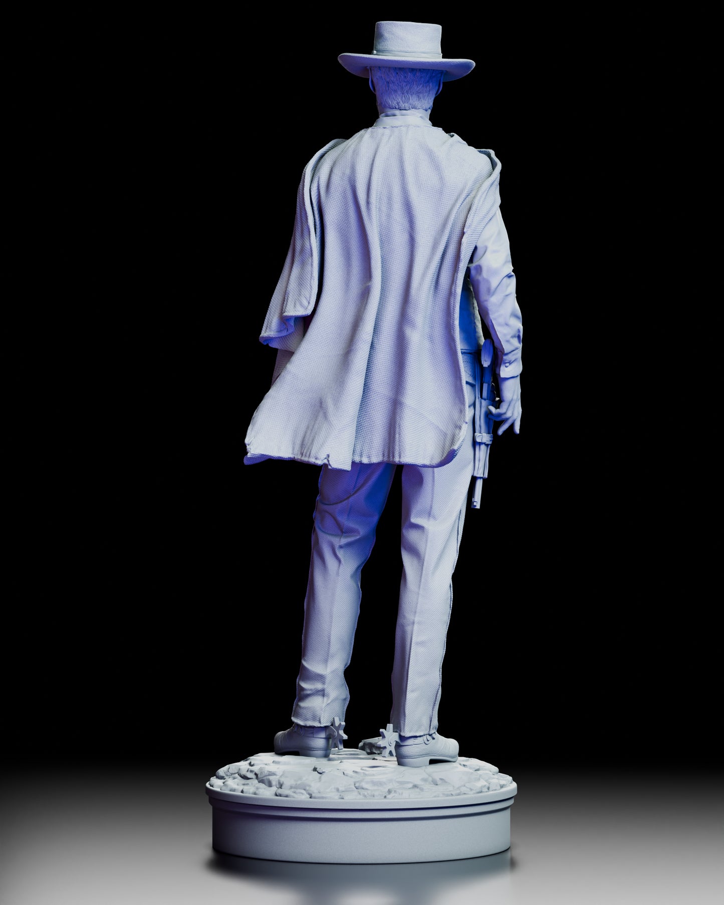 Back view of the Clint Eastwood figure model kit, featuring his flowing poncho and signature cowboy stance.