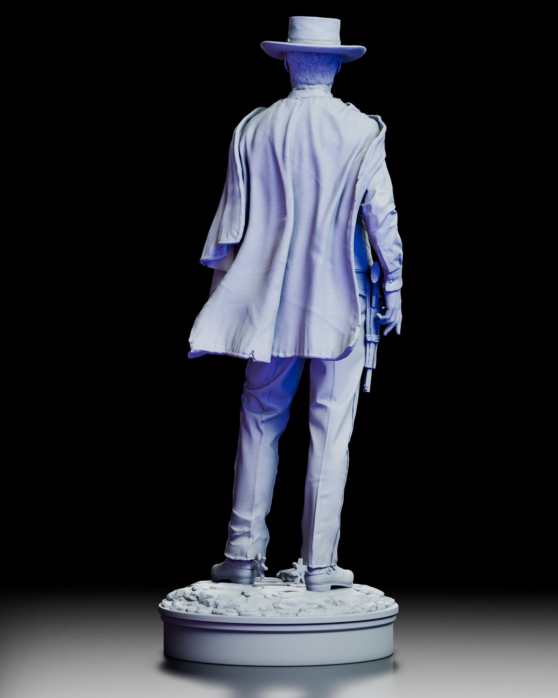 Back view of the Clint Eastwood figure model kit, featuring his flowing poncho and signature cowboy stance.