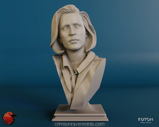 Front view of the Dana Scully Resin Bust Kit, showing detailed facial features and clothing.