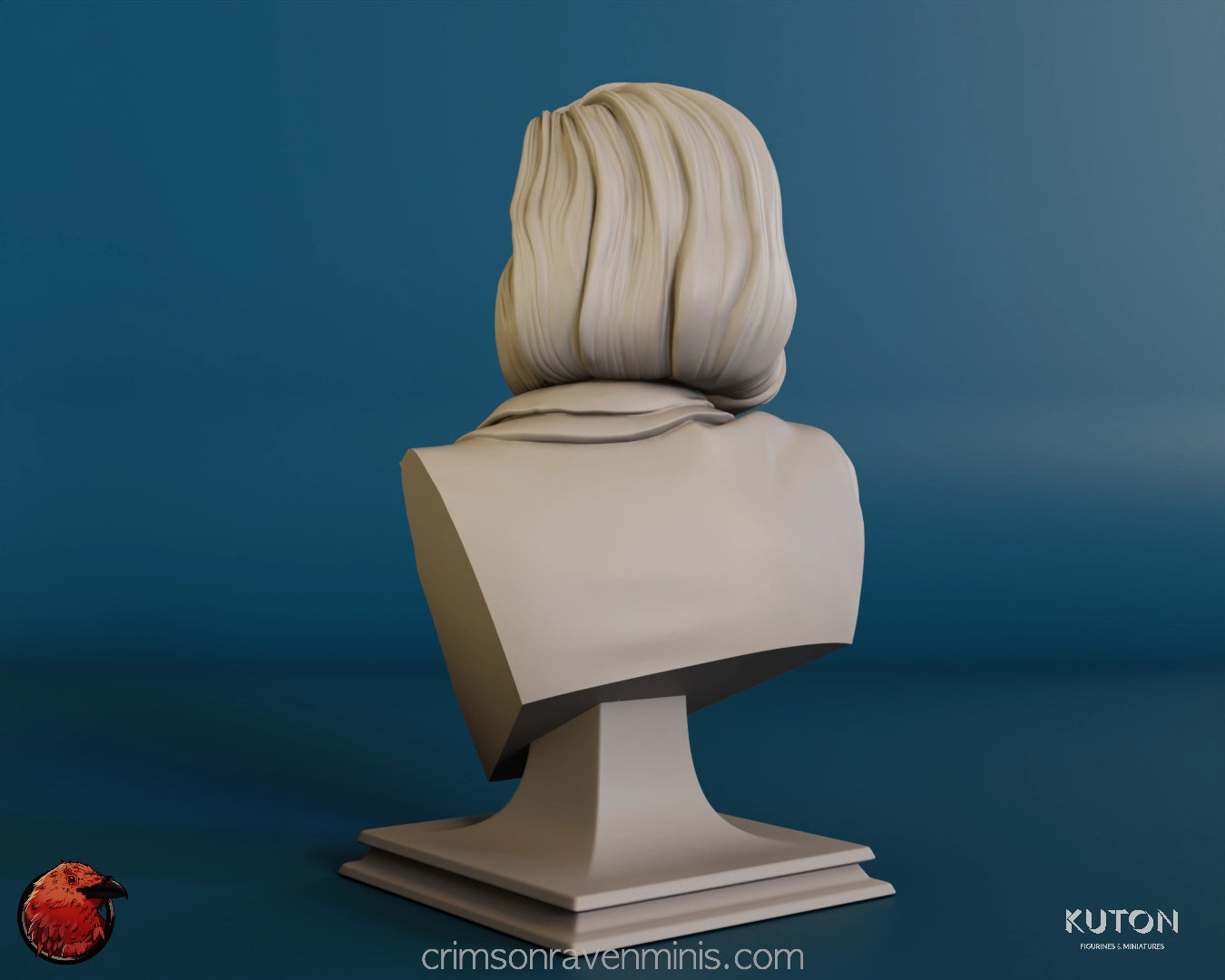 Rear view of the Dana Scully Resin Bust Kit, displaying the back of the hair and shoulders.