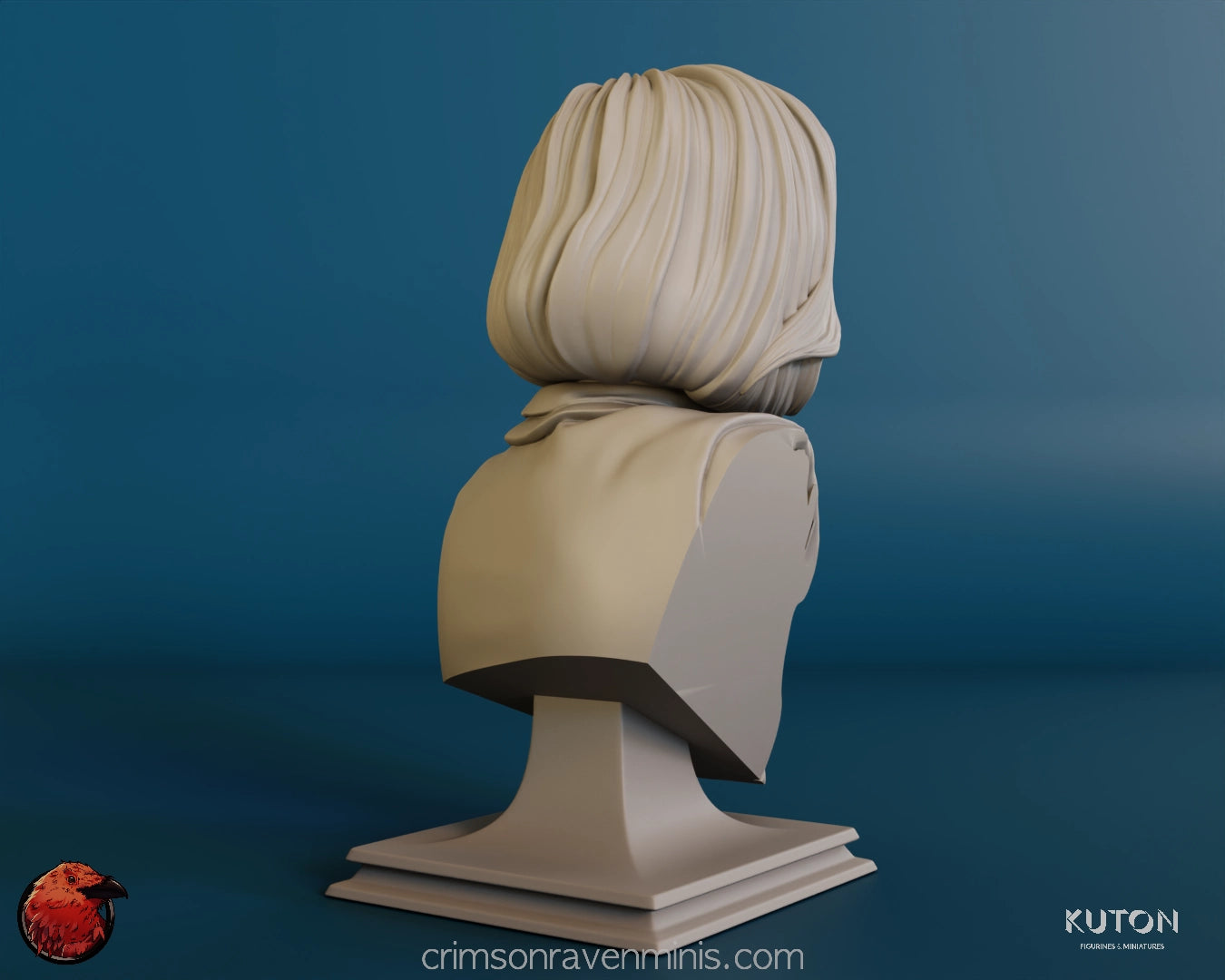 Rear view of the Dana Scully Resin Bust Kit, displaying the back of the hair and shoulders.