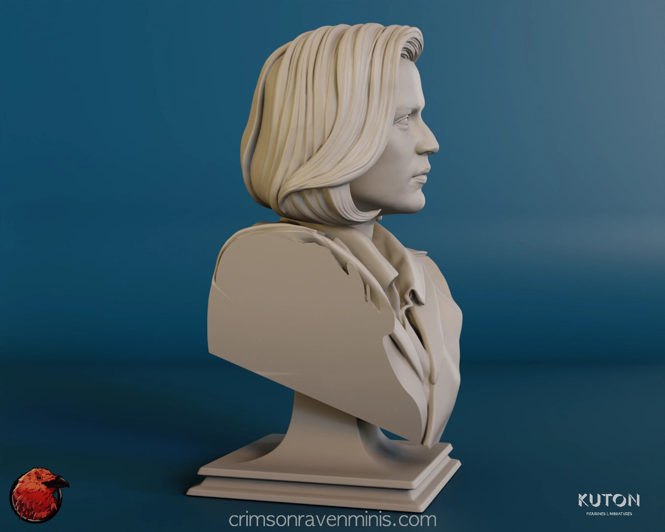 Another side view of the Dana Scully Resin Bust Kit, focusing on the left profile.