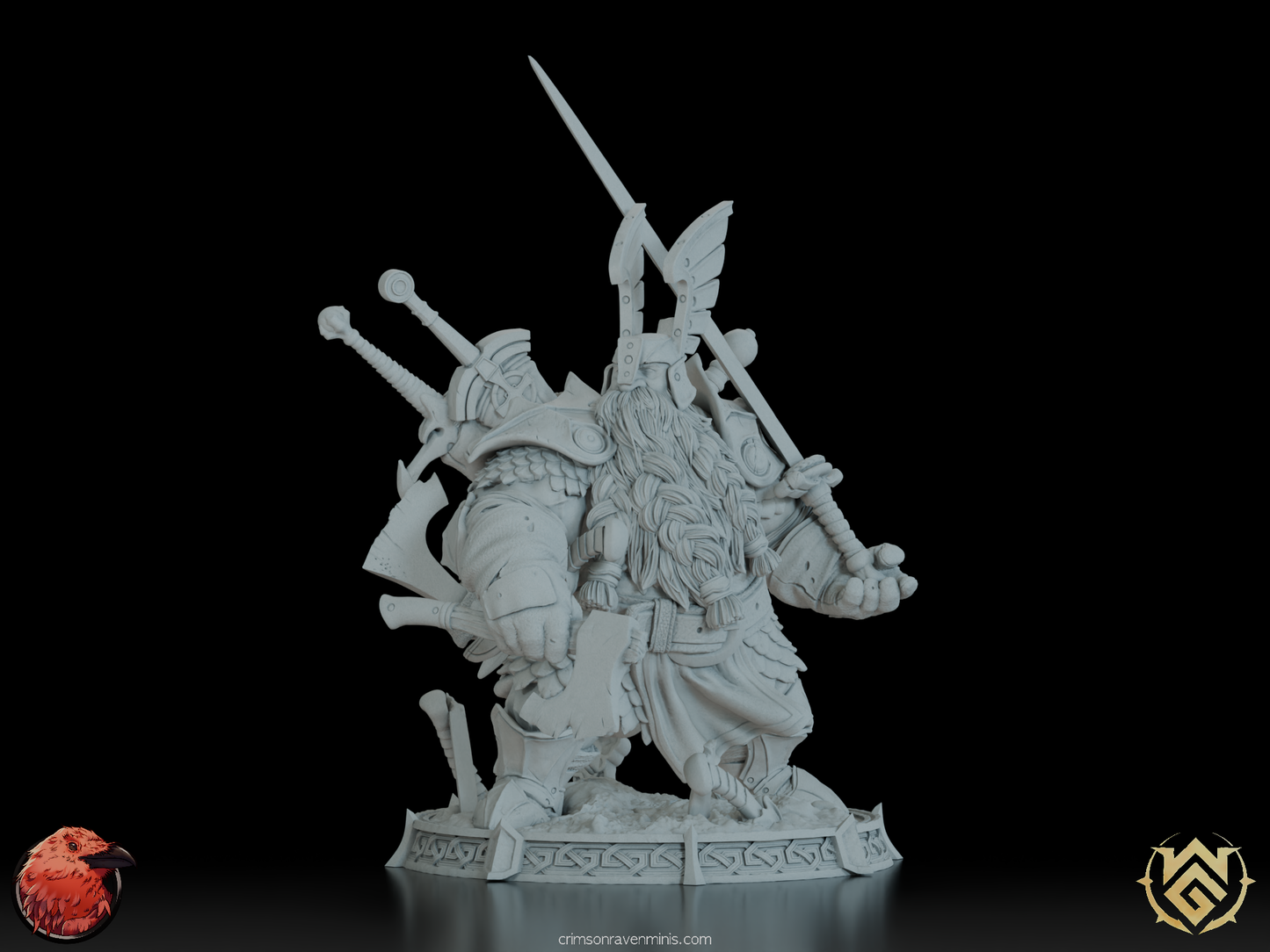 Durth, the Collector, Hill Dwarf Fighter figurine with multiple weapons and armor