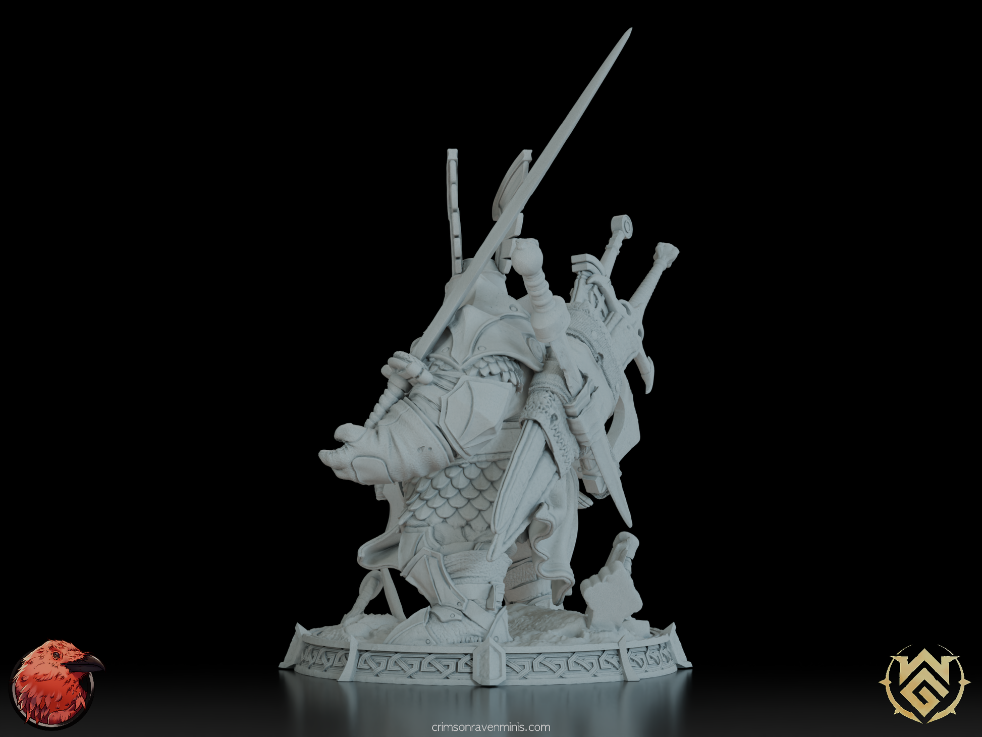 Rear Angled view of Durth, Hill Dwarf Fighter ready for battle with heavy armor and weapons