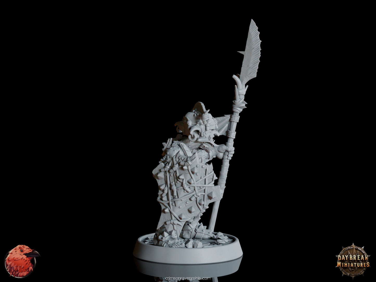 Effa da Traedzle goblin warrior, side profile showing spear and shield 