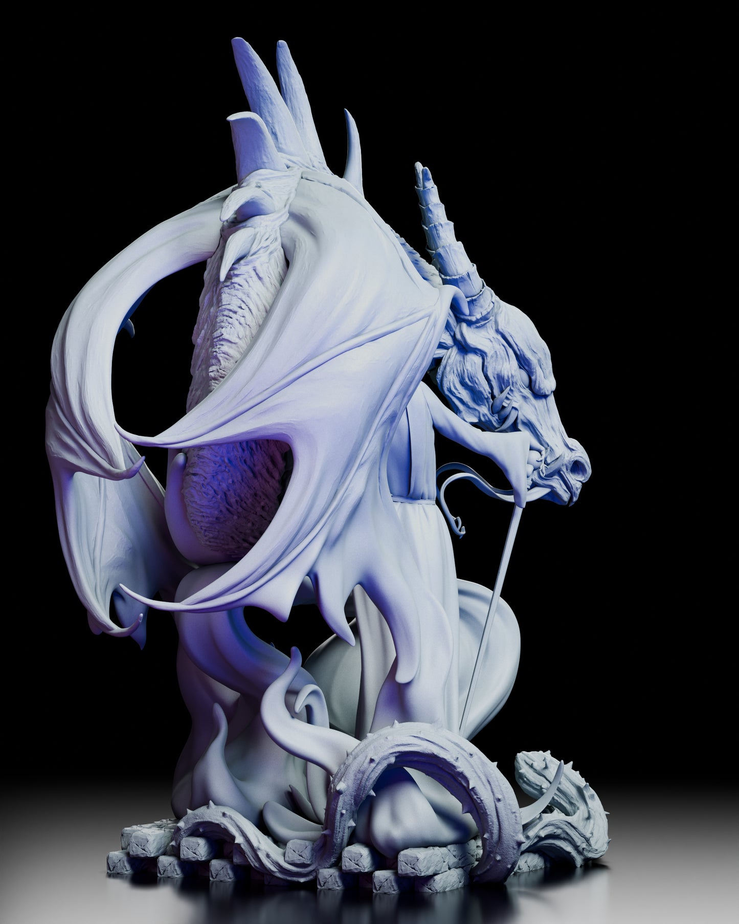 Right side view highlighting dragon’s arching body and Maleficent’s staff detail 