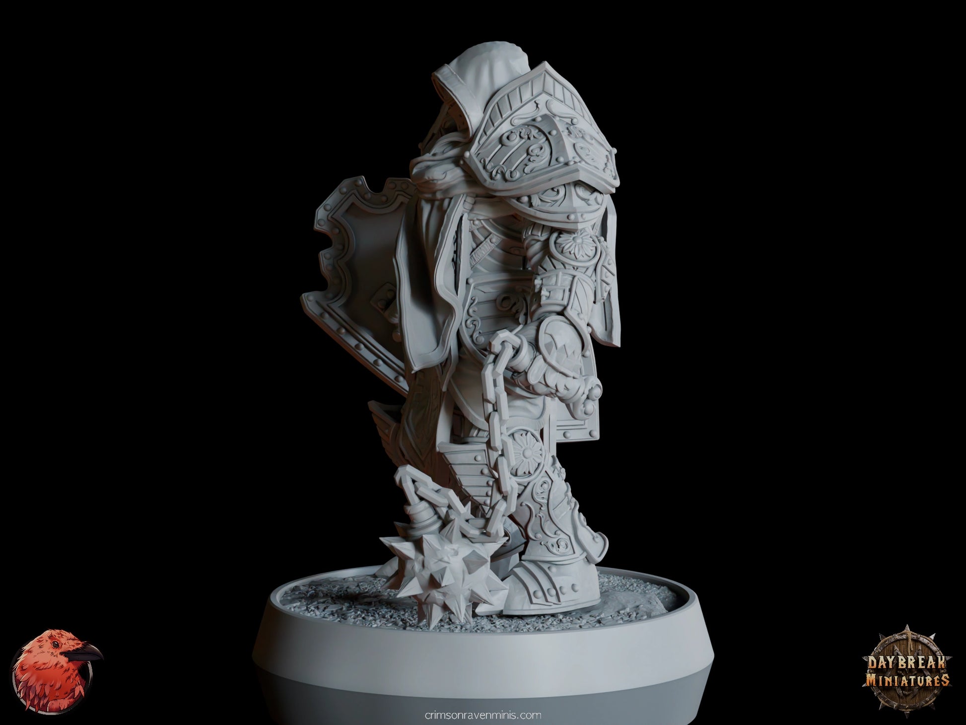 Side view of the Mattias du Lion Tuant paladin with lion shield and detailed base.