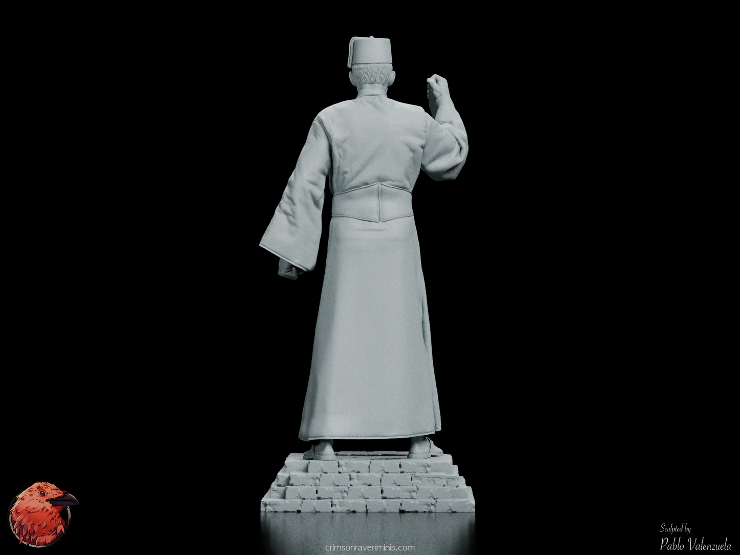 Rear view of The Mummy figure kit, emphasizing the flow and detail of the robe as well as the stance of the character.