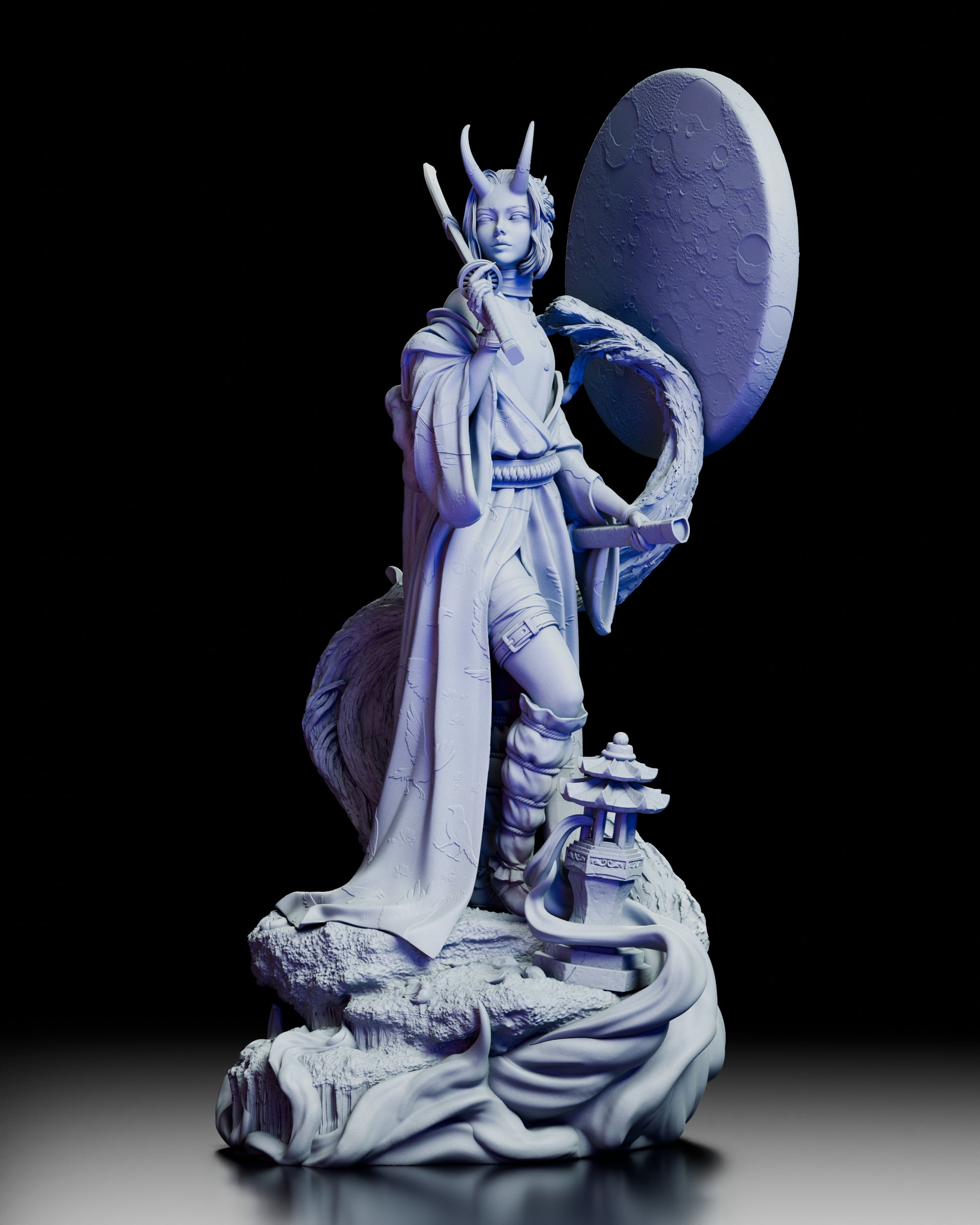 Three-quarter angle view highlighting the flowing robe and dynamic base swirl