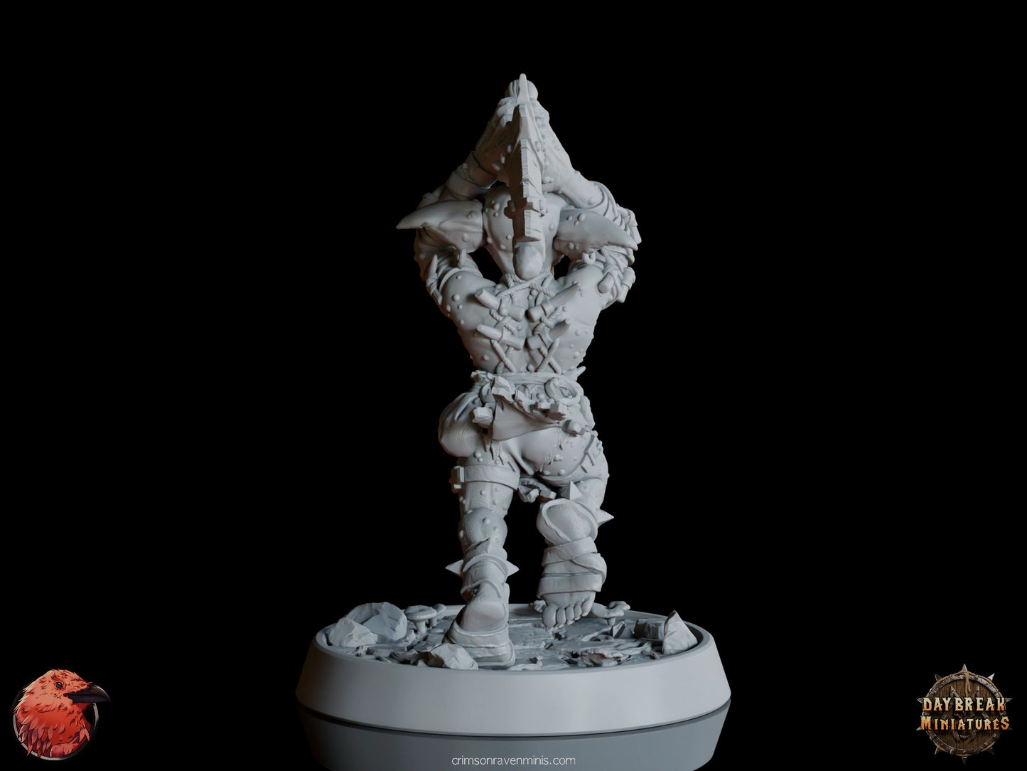 Orleg da Traedzle goblin warrior, rear view with spiked armor and dynamic pose