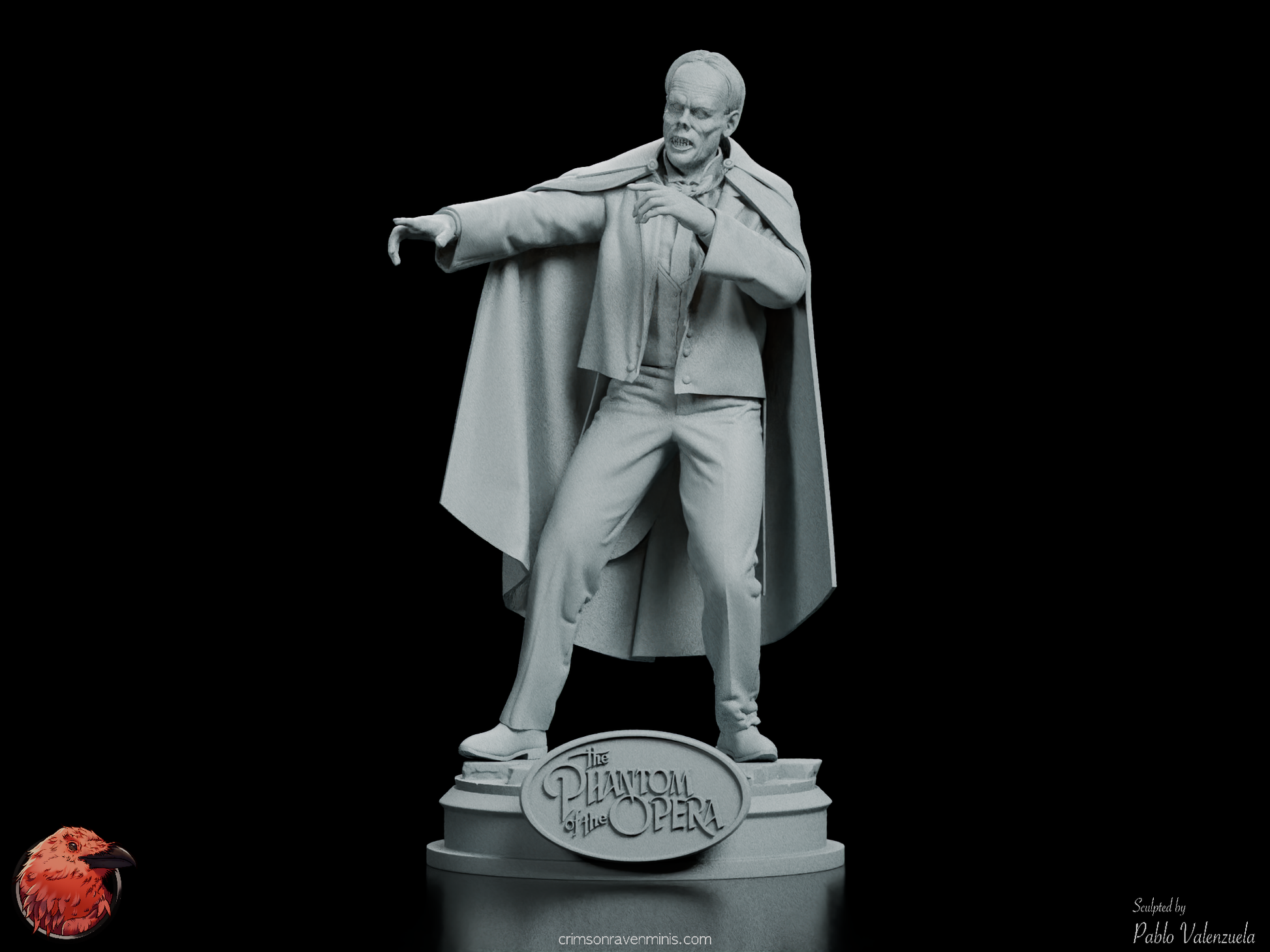 Front view of Phantom of the Opera figure kit, depicting the tragic allure of Claude Rains’ portrayal with intricate detail.