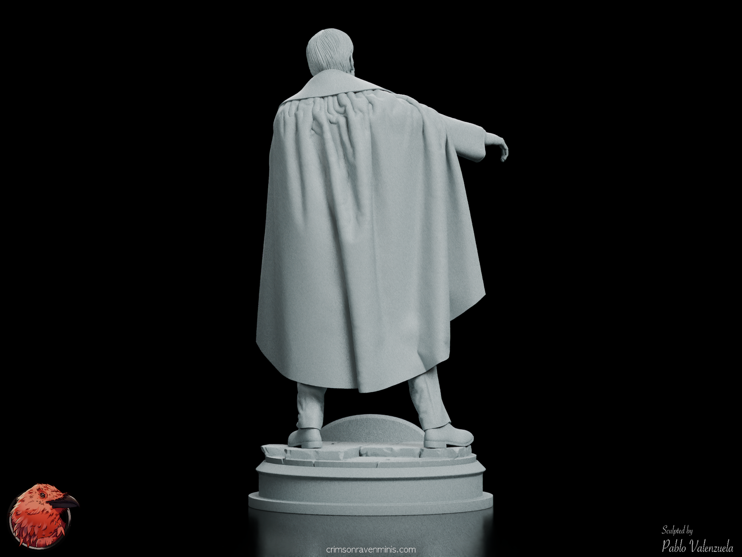 Rear view of Phantom of the Opera figure kit, emphasizing the dramatic flow of the cape and classic silhouette.