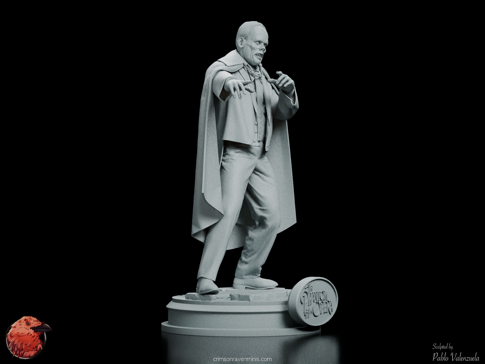 Right front angle of Phantom of the Opera figure kit, showcasing the Phantom’s intense gaze and elegant stance.