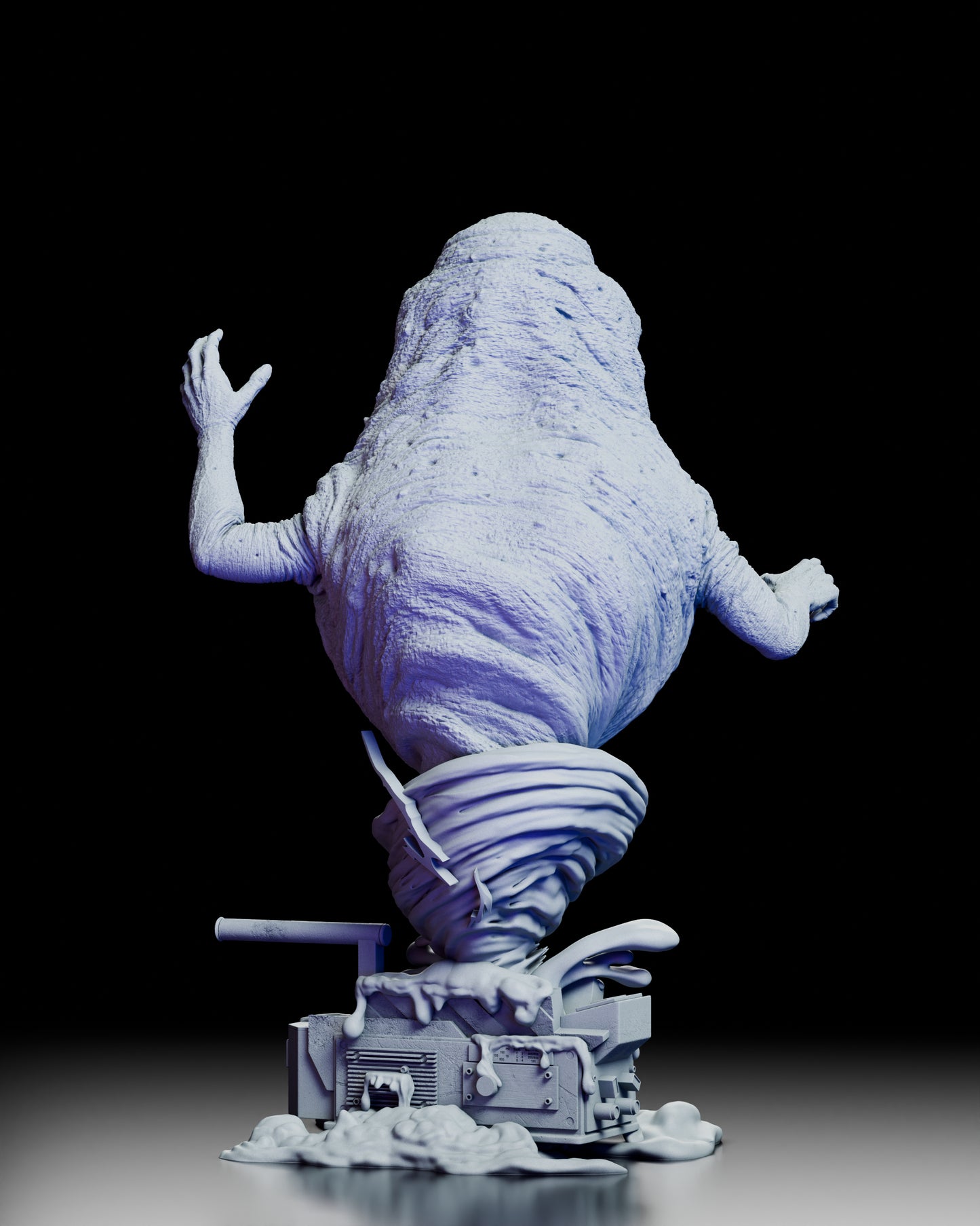 Rear view showing Slimer’s textured back and the ghost trap engulfed in ectoplasm