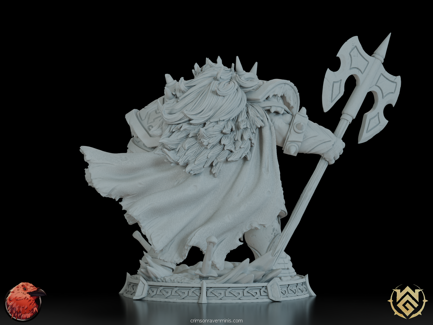 Rear view of the Steward of Frosthold Dwarf Warrior Figurine 150 mm scale.