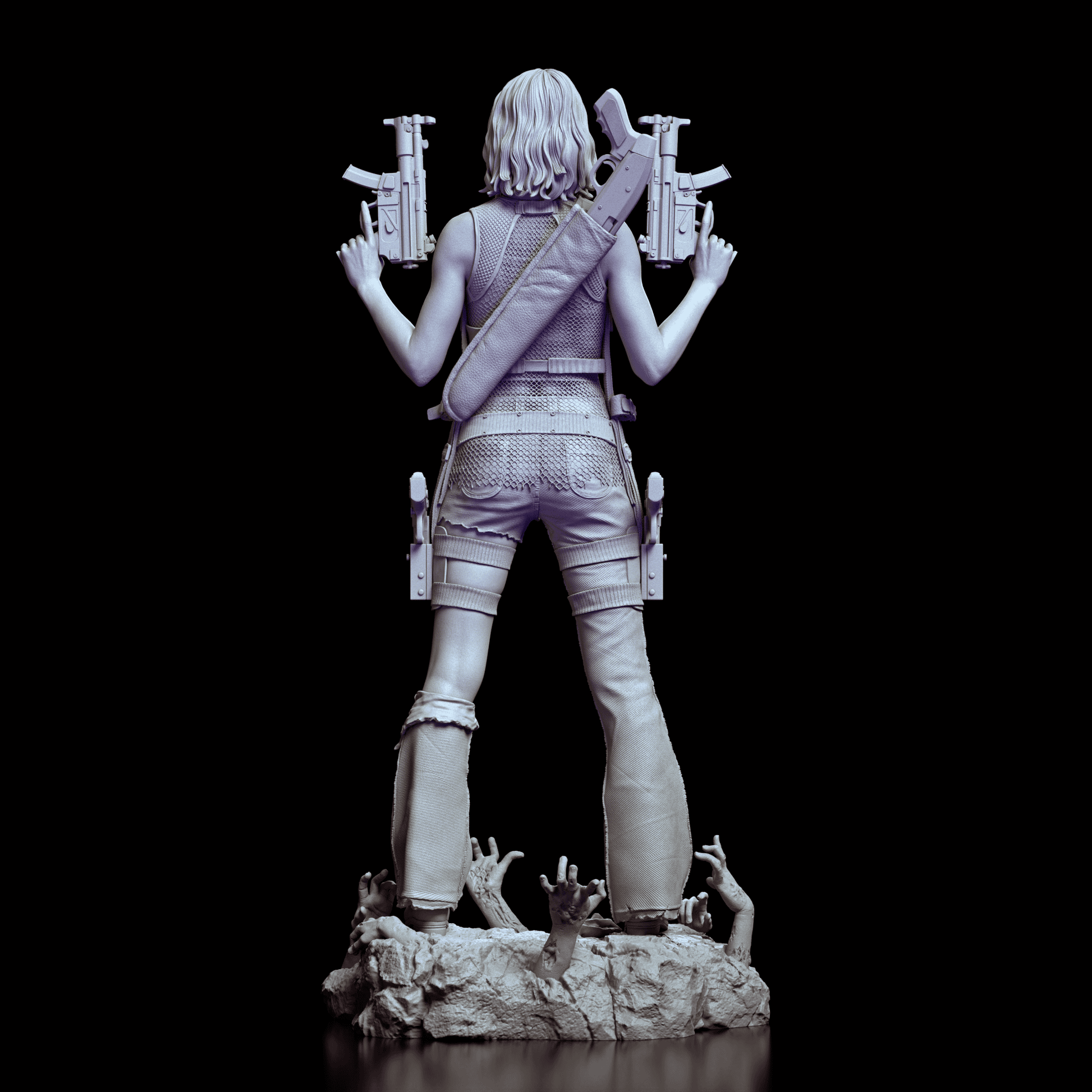 Rear view of the Alice figure model kit showing her signature sword and tactical outfit details.