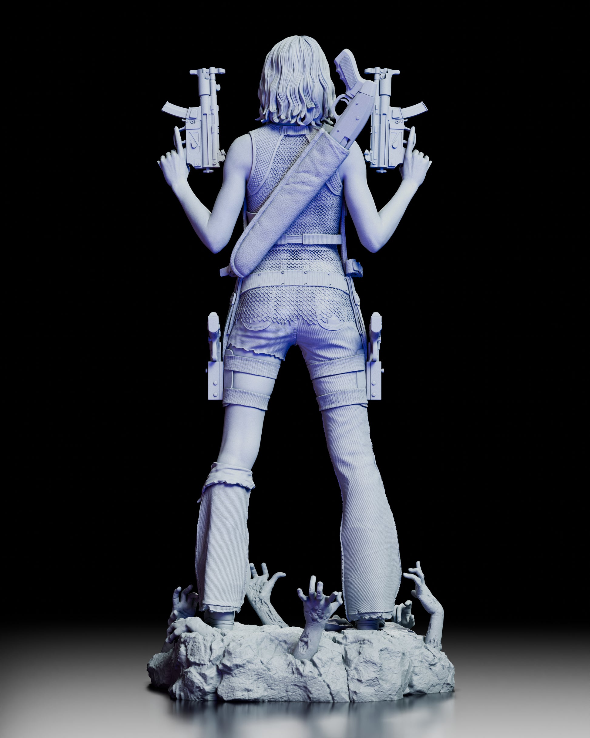 Rear view of the Alice figure model kit showing her signature sword and tactical outfit details.