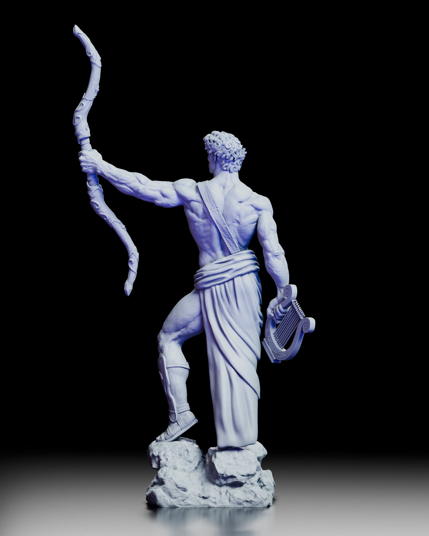 Rear view of Apollo The Divine Archer showing detailed drapery and muscular sculpting