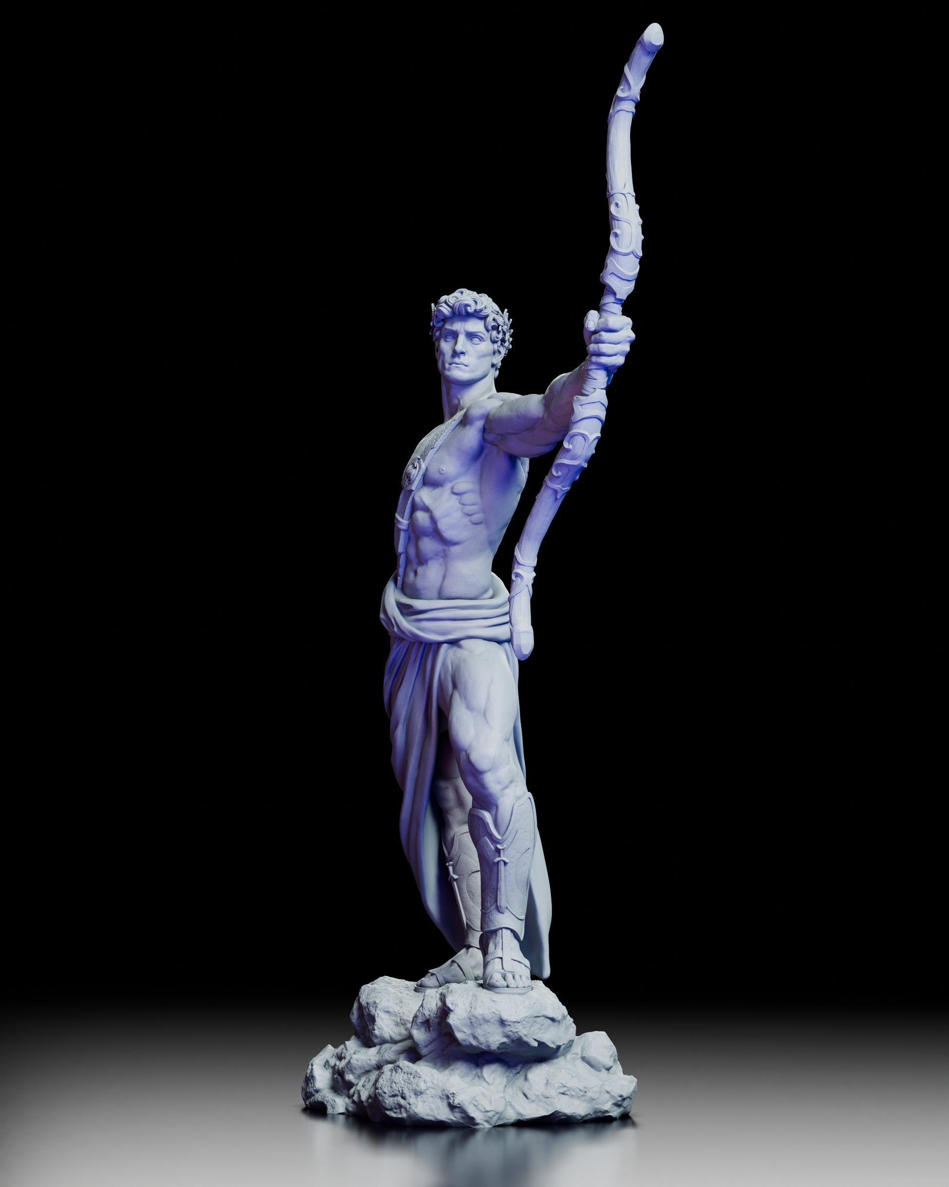 Left side view of Apollo The Divine Archer highlighting the graceful stance and ornate bow