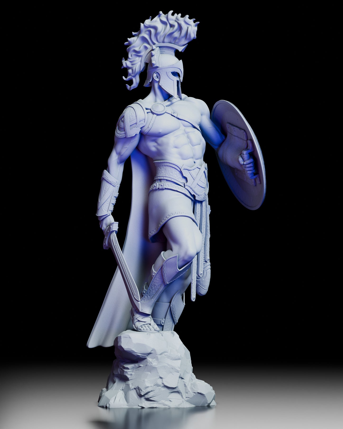 Right profile of Ares, The Warbringer figure kit capturing intricate armor design and commanding battle pose