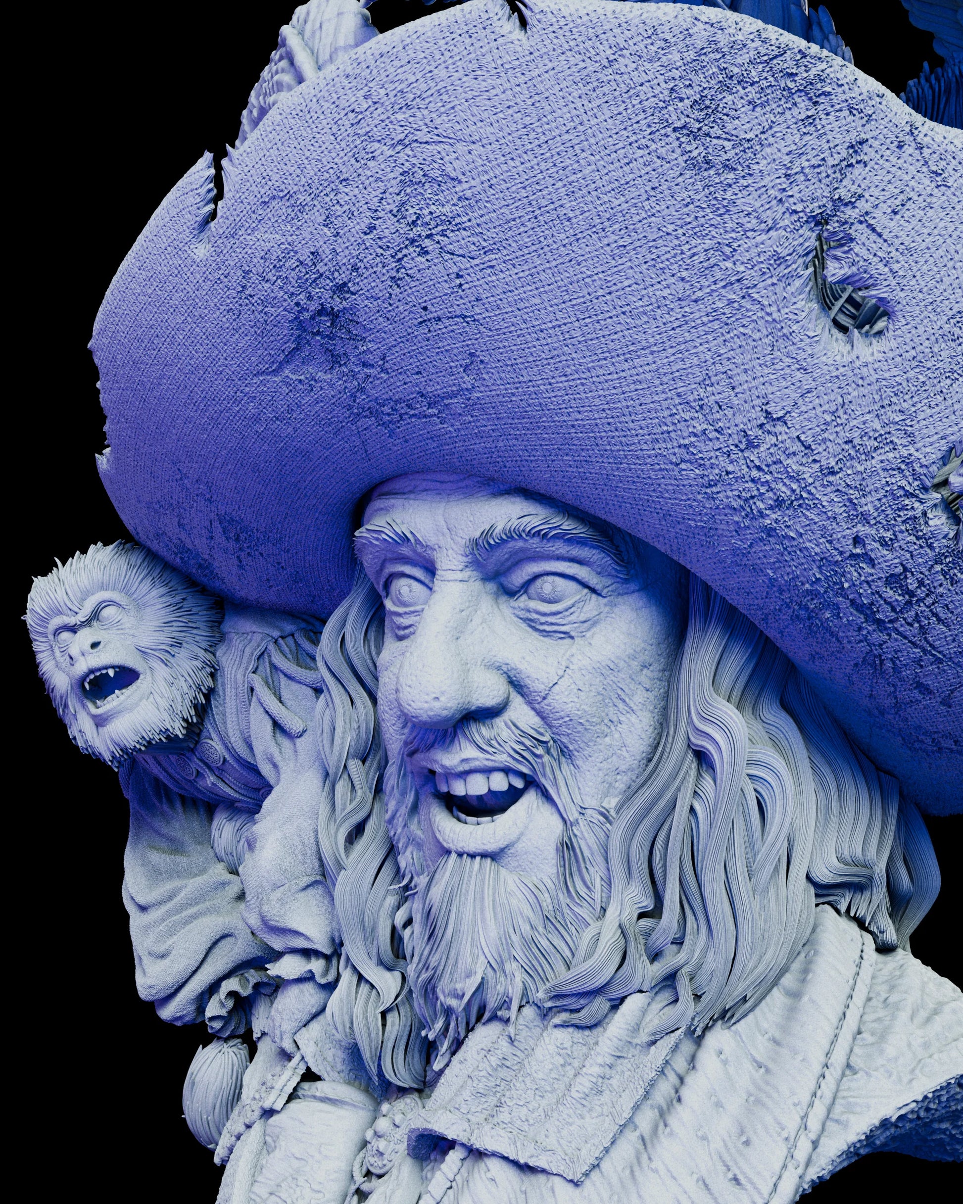 Alternate head portrait of Captain Hector Barbosa Bust Kit by Wicked displaying expressive sculpt detail and variant facial expression