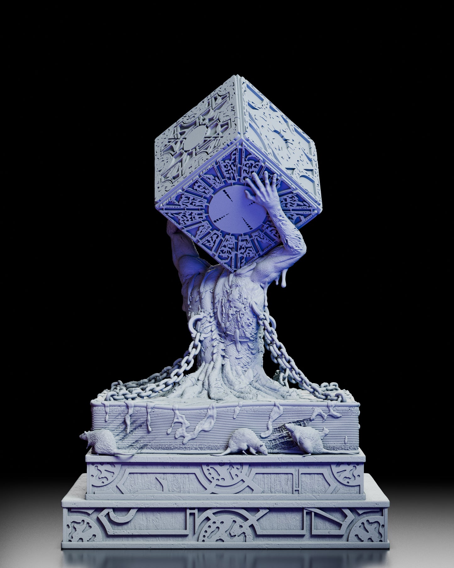 Rear view showing the melted flesh, chains, and rising form of the Bearer of the Lament resin kit.
