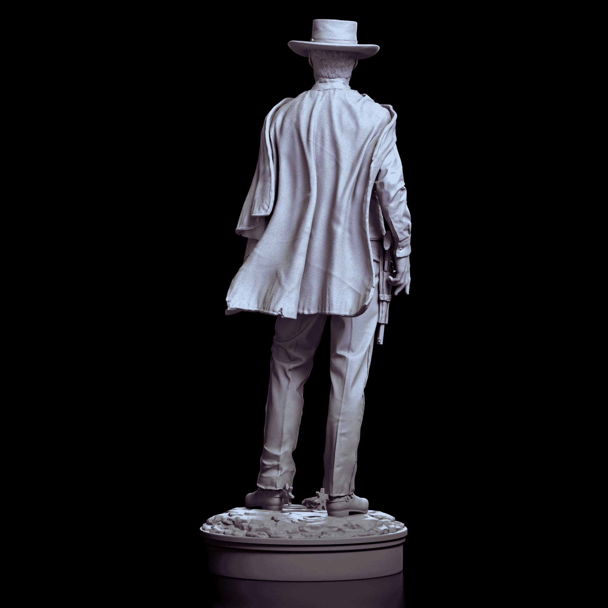 Back view of the Clint Eastwood figure model kit, featuring his flowing poncho and signature cowboy stance.