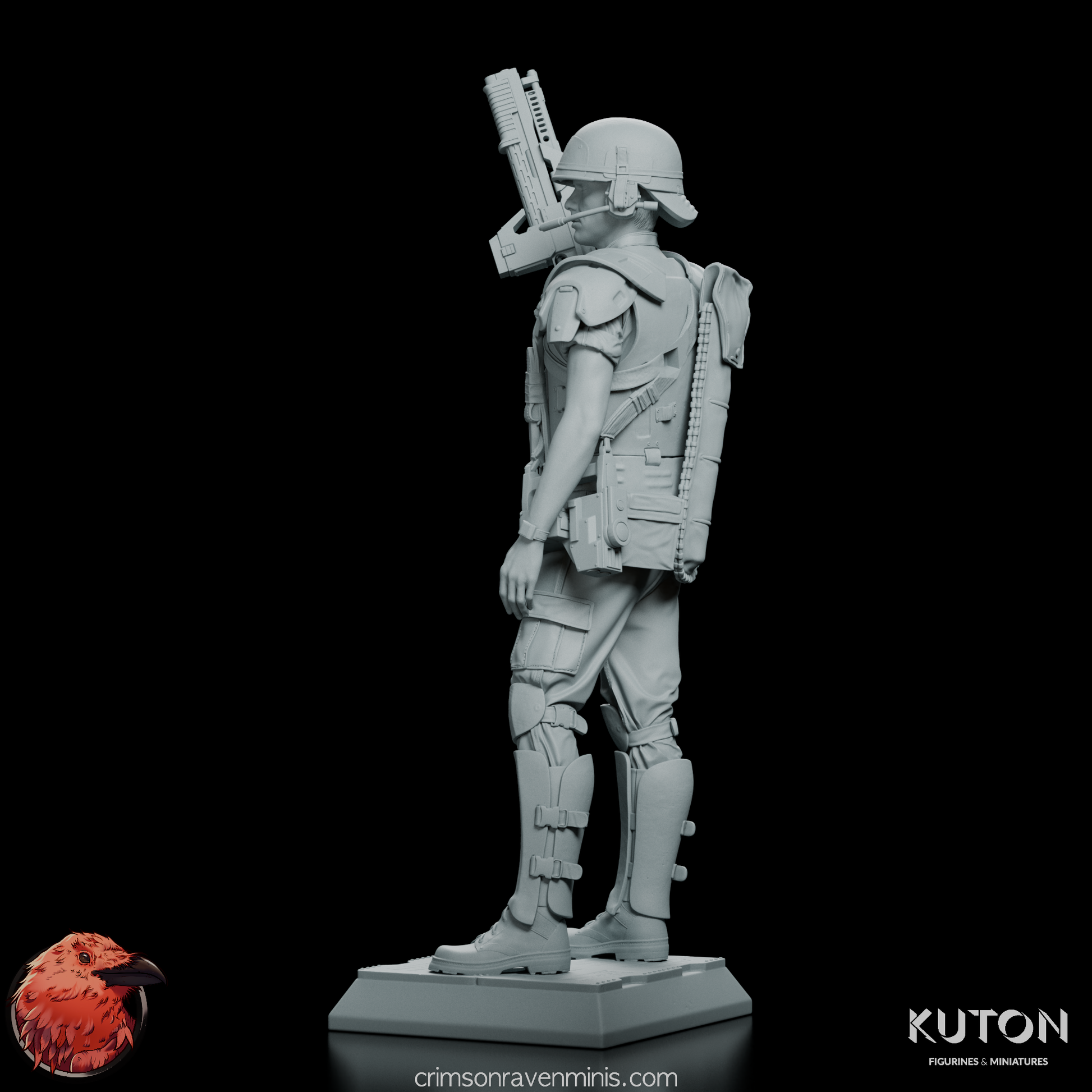 Full standing pose of Corporal Hicks Figure Model Kit displaying his tactical gear.