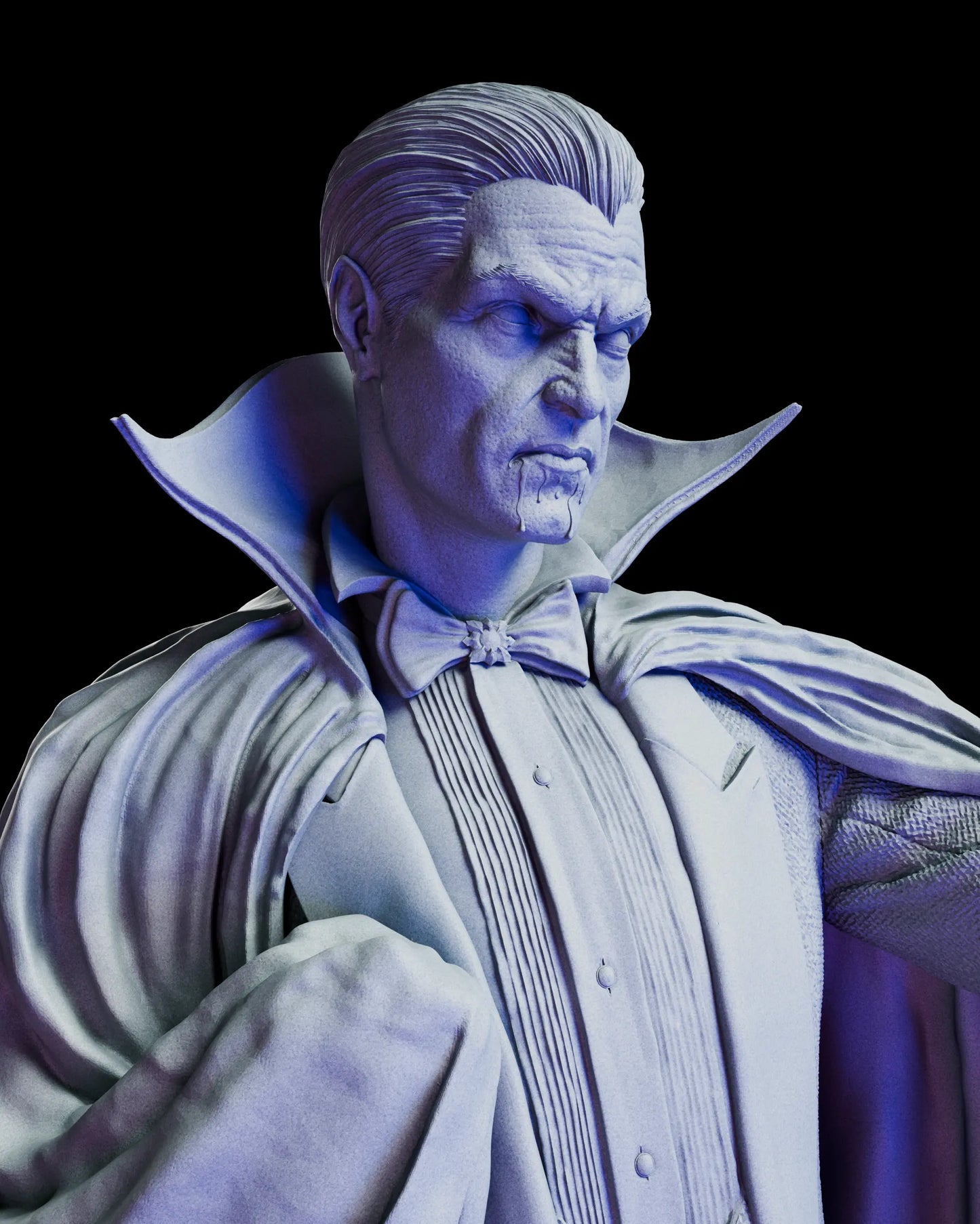 Close up portrait of Count Dracula clean shaven alternate head sculpt