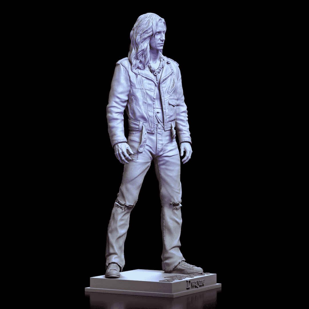 Right profile of Dwayne human maquette by Diklich Art showcasing ripped jeans and casual sneakers