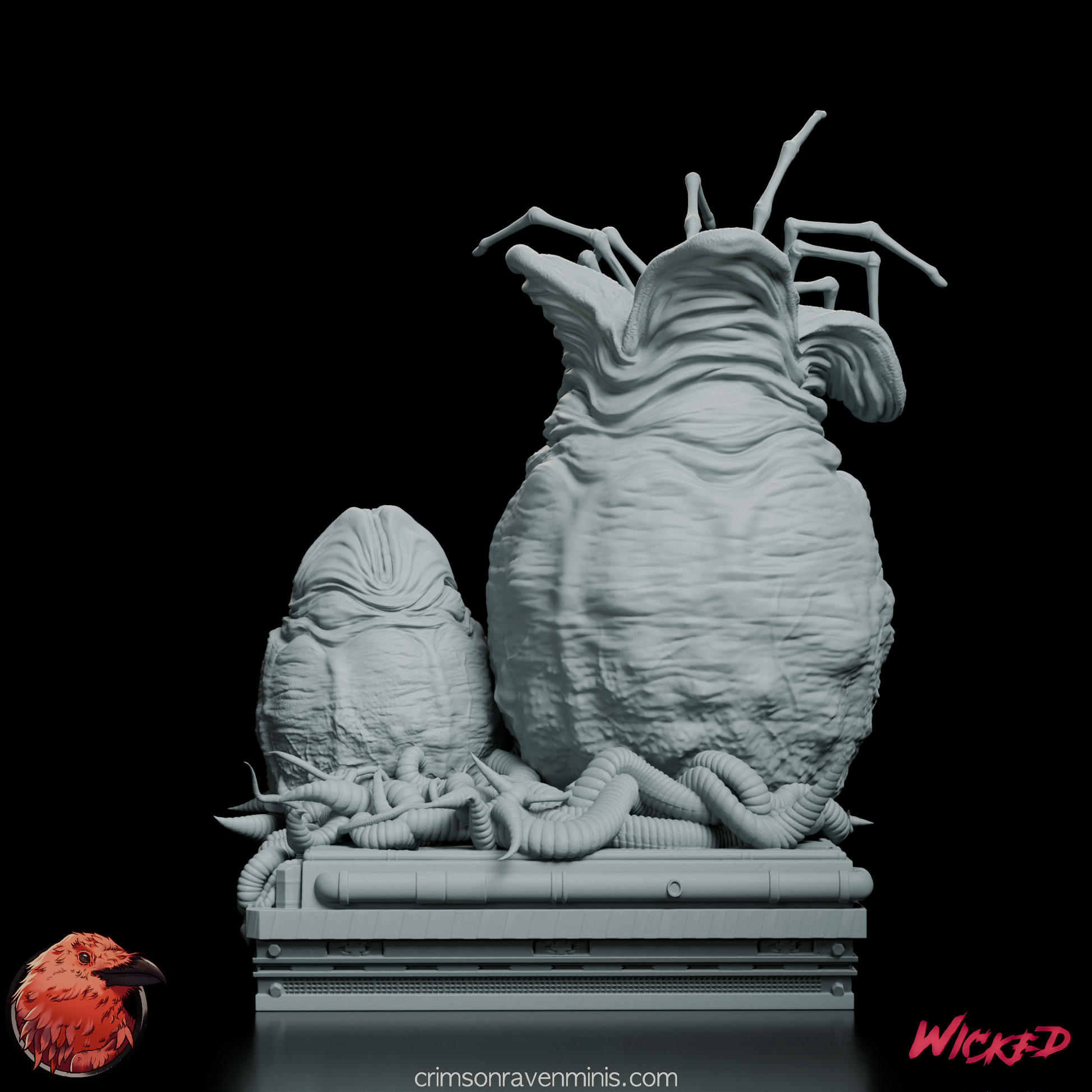 Back view of Facehugger and Xenomorph Eggs Model Kit with intricate details of the egg pods.