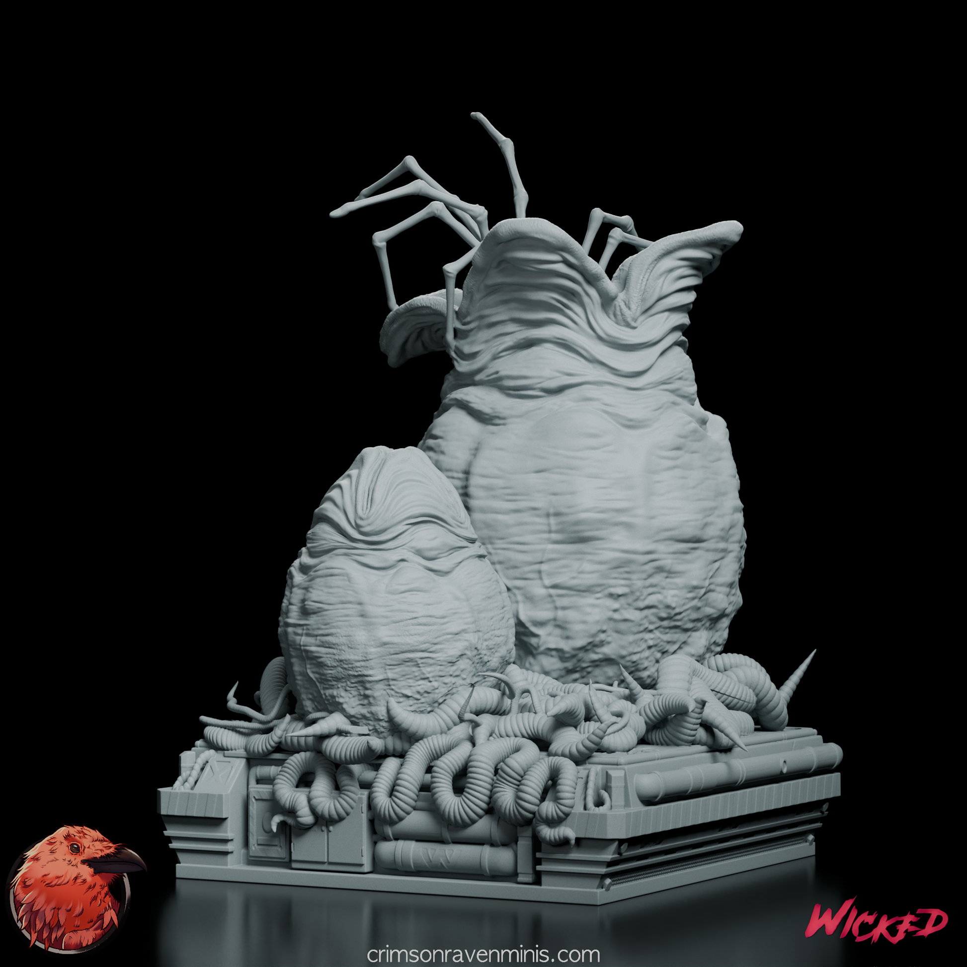 Dynamic angled view of Facehugger and Xenomorph Eggs Model Kit featuring the Facehugger in action.