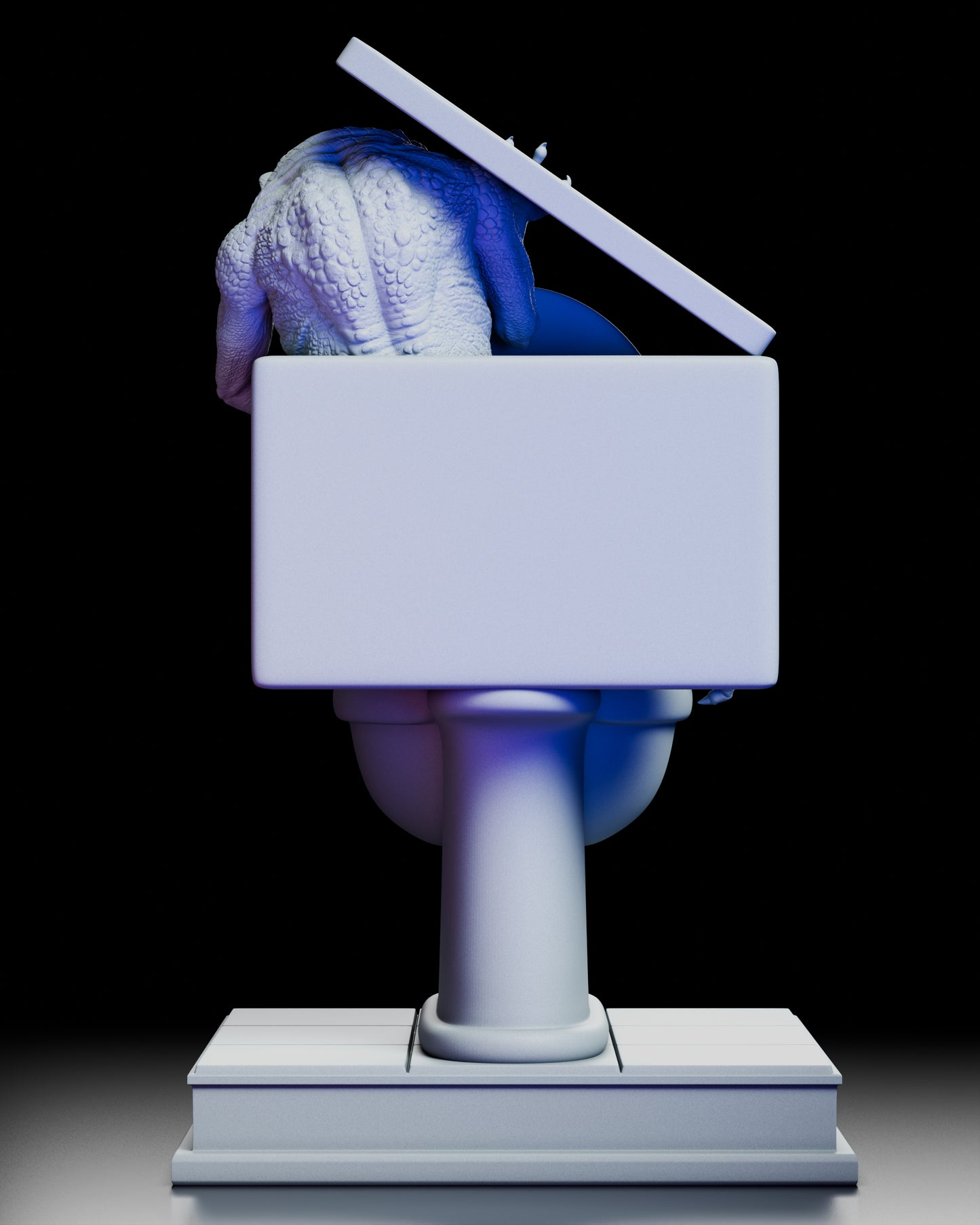 Rear view of the Ghoulies maquette showing the toilet base and sculpted creature textures