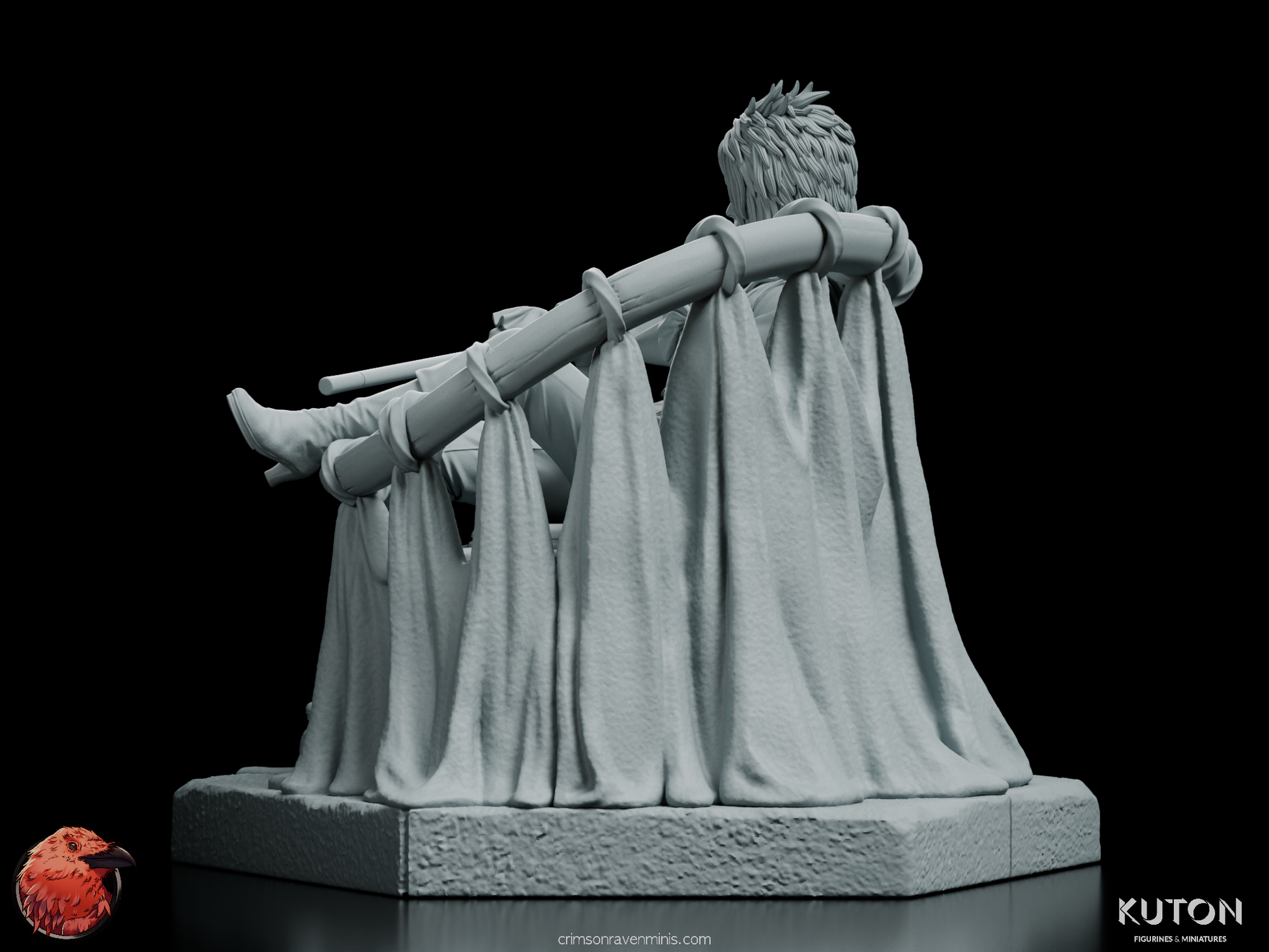 Profile view of The Goblin King figurine showcasing his iconic hairstyle and throne design