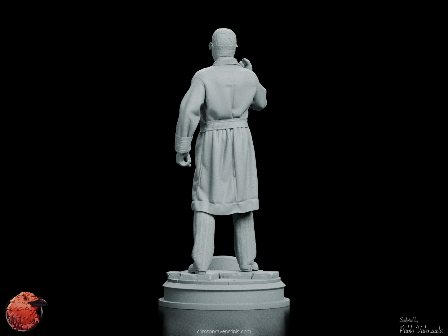 Rear view of The Invisible Man figure kit, showcasing the flowing robe and quality craftsmanship.