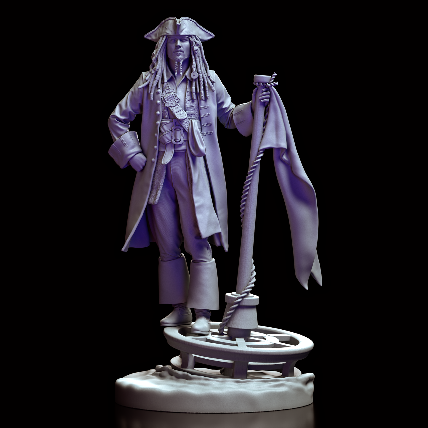 Front view of the Captain Jack Sparrow 1:10 scale figure model kit featuring his iconic pirate pose and detailed attire.