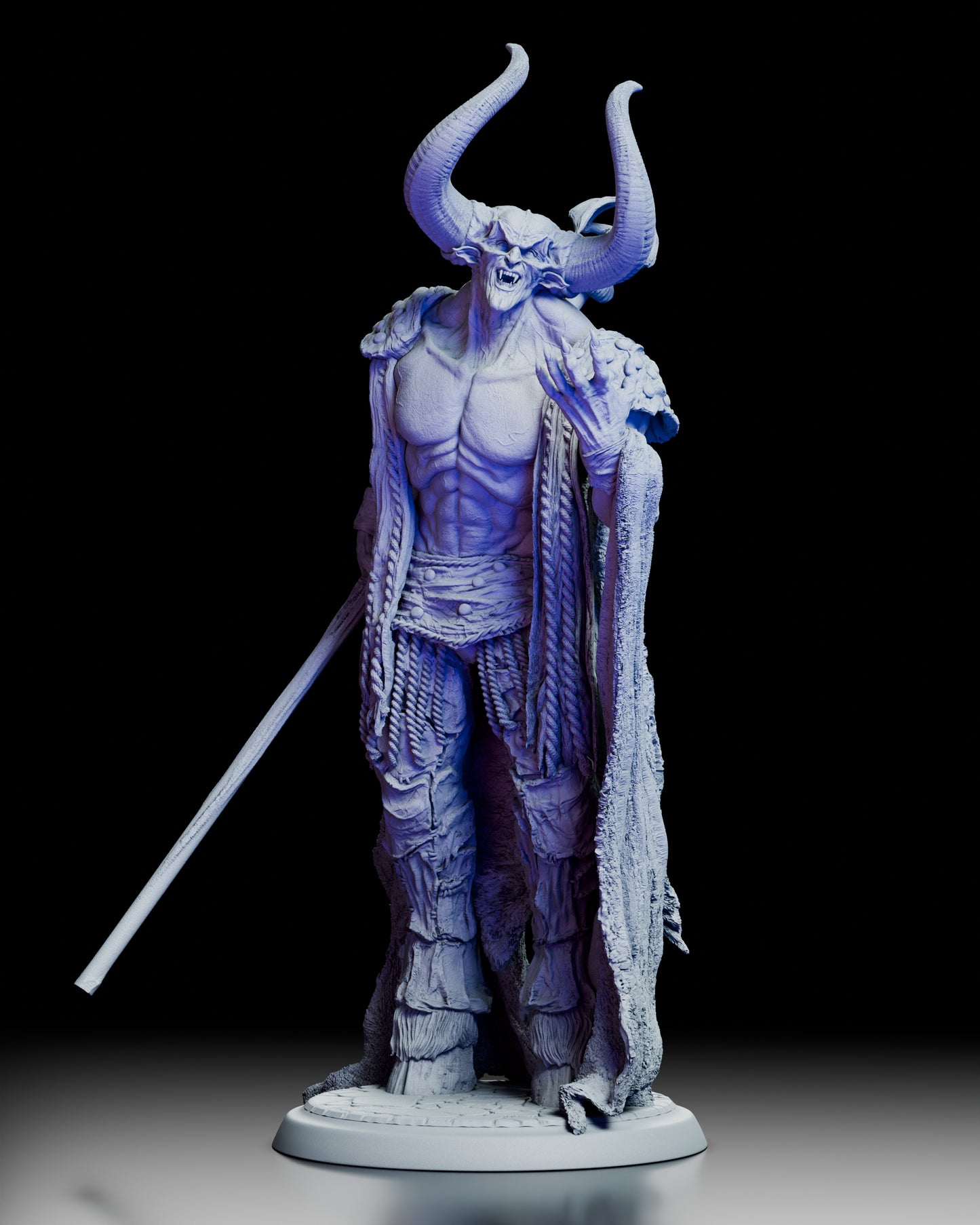 Front view of The Lord of Darkness resin figure model kit showing horned head and muscular torso
