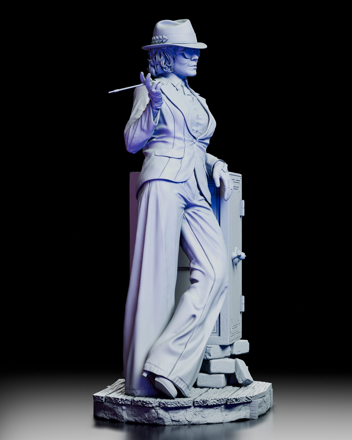 Right side view of Polly Gray figure model kit showcasing elegant stance and safe base environment