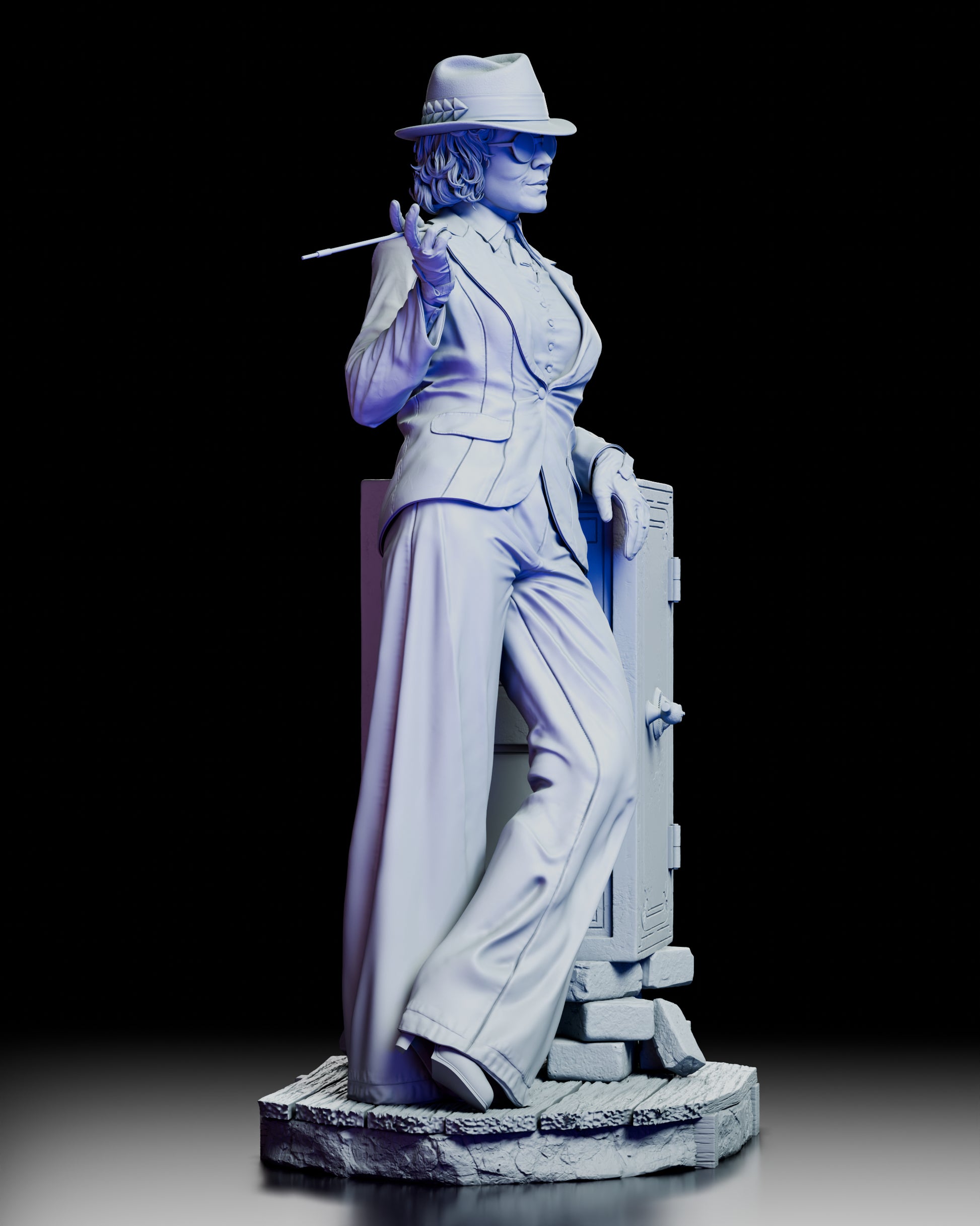 Right side view of Polly Gray figure model kit showcasing elegant stance and safe base environment