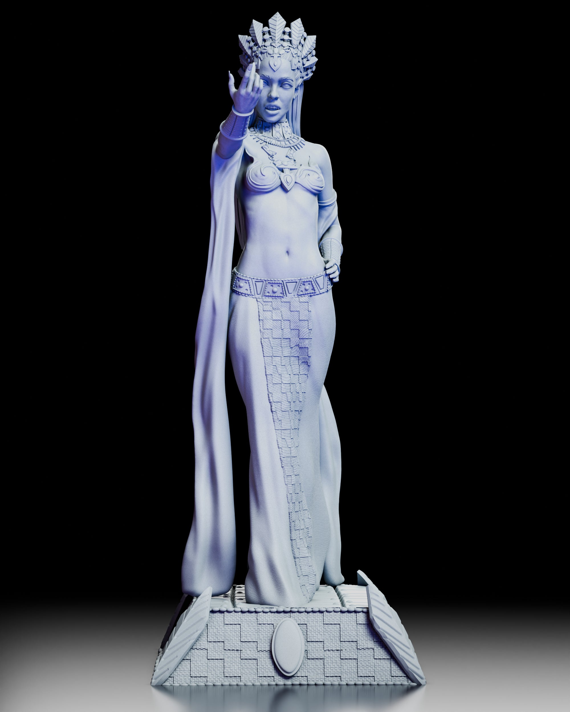 Full 360-degree turntable view of Akasha, Queen of the Damned resin figure showing complete sculpt, pose, and costume detail from all angles