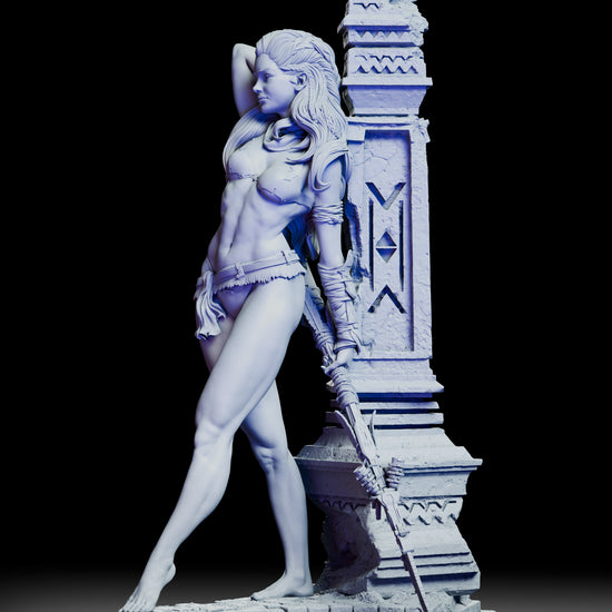 Full 360-degree turntable of Aloy resin figure kit by CA3D Art showcasing sculpt, textures, and dynamic pose from all angles