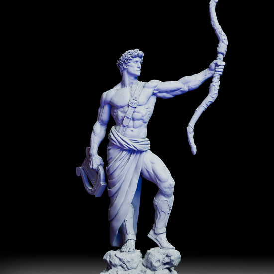 360 degree turntable view of Apollo The Divine Archer showing the full sculpt and divine posture