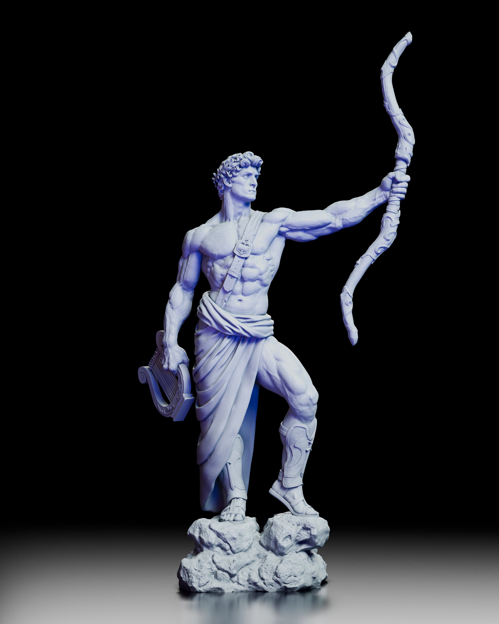 360 degree turntable view of Apollo The Divine Archer showing the full sculpt and divine posture