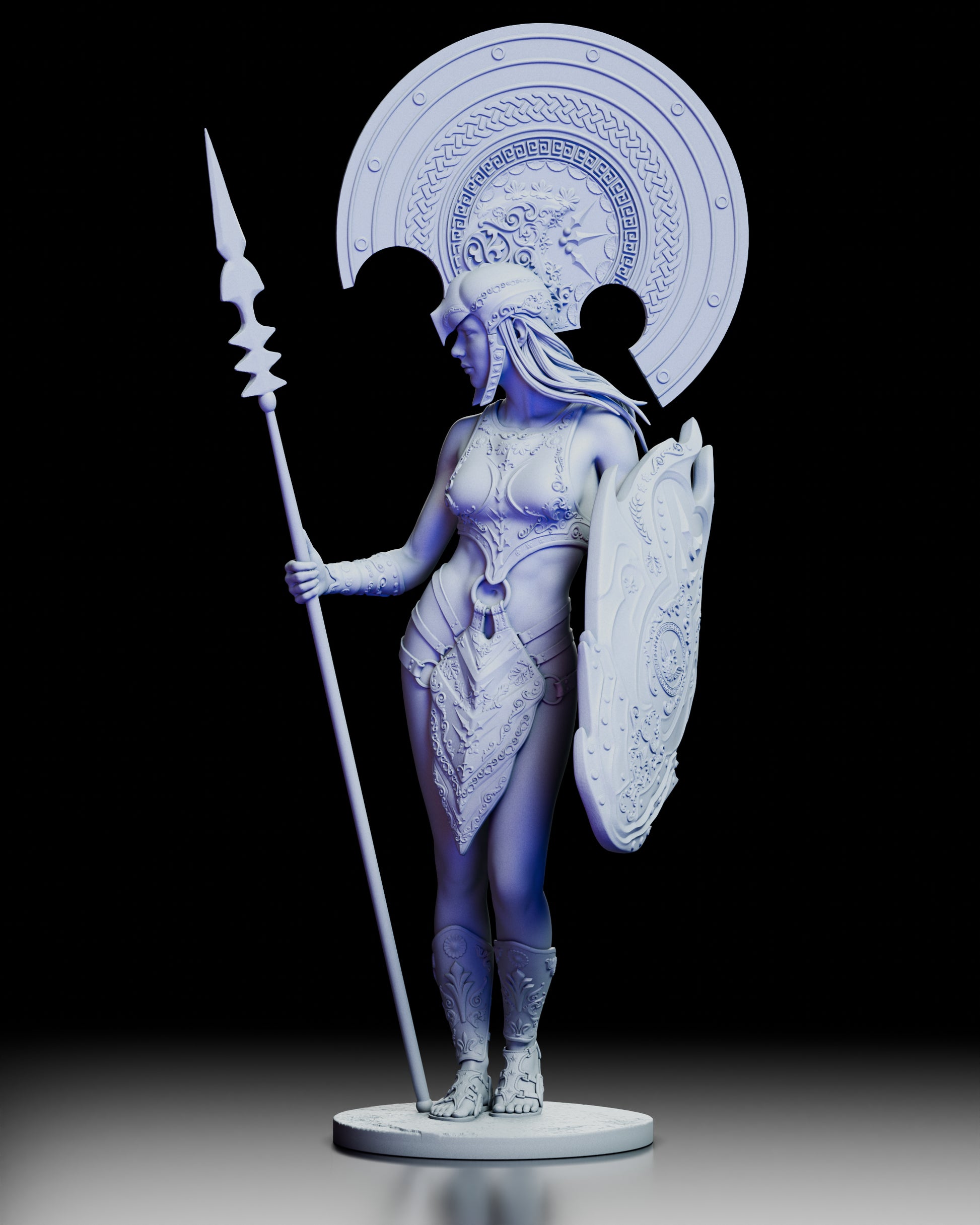 360 degree turntable video of Enyo goddess of war resin figure showing full sculpt and intricate design