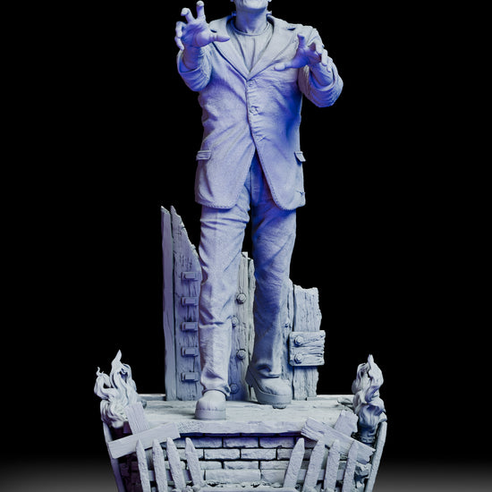 360 degree turntable view of Frankenstein's Monster figure model kit with dynamic pose and detailed base