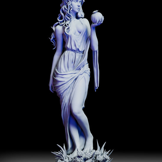 360-degree turntable view of Persephone, Keeper of Seasons figure showing full sculpt and detailed base design