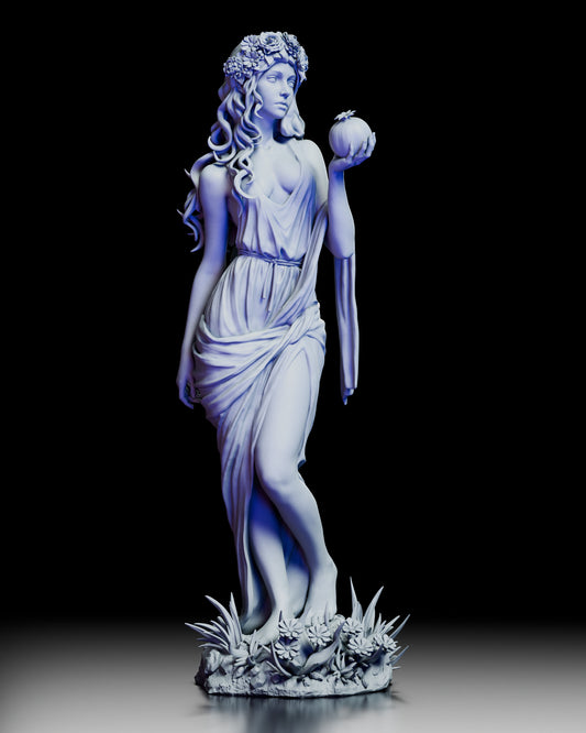 360-degree turntable view of Persephone, Keeper of Seasons figure showing full sculpt and detailed base design